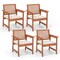 Costway Outdoor Dining Chair Patio Solid Wood Chairs with Comfortable Cushions